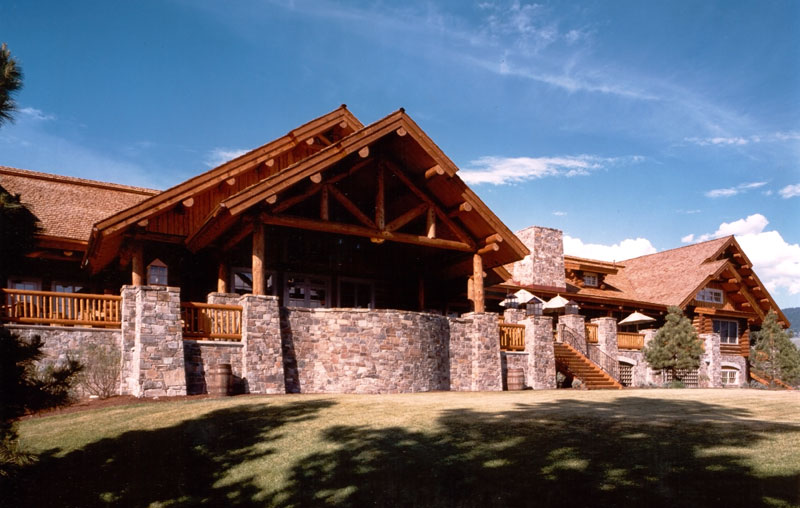 rustic log golf clubhouse