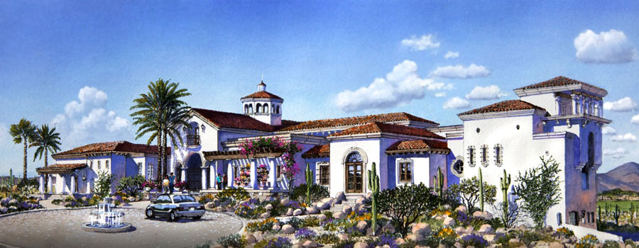 spanish mediterranean golf clubhouse